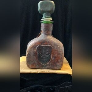 Antique German Leather Glass Signed